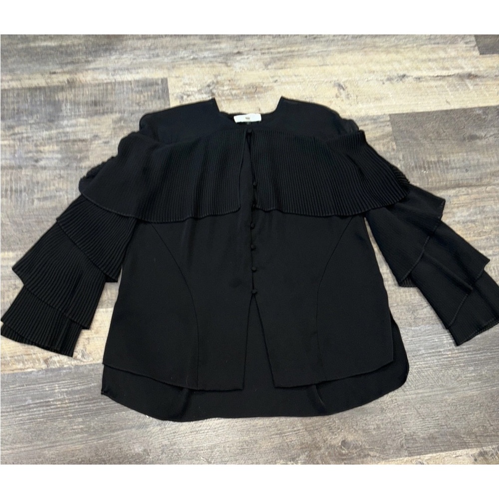 Prabal Gurung Black Button Up Long Sleeve Blouse Size 6